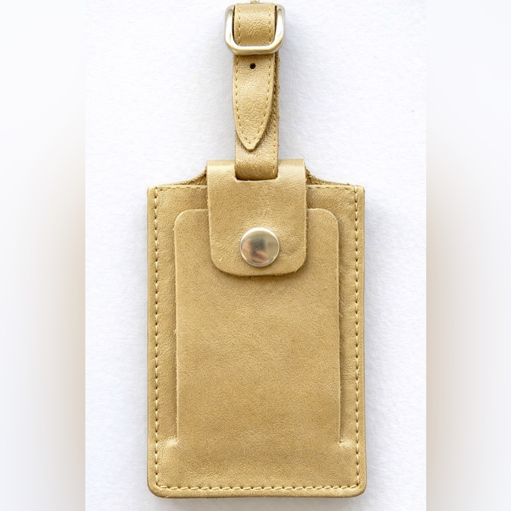 NEW Winn Leather Luggage Tag - Gold